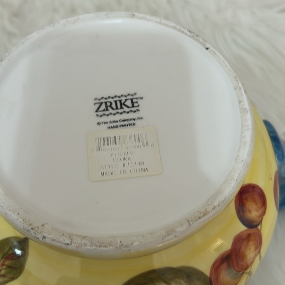 Zrike Floral Yellow and Blue Ceramic Pitcher decorative - Picture 2 of 6